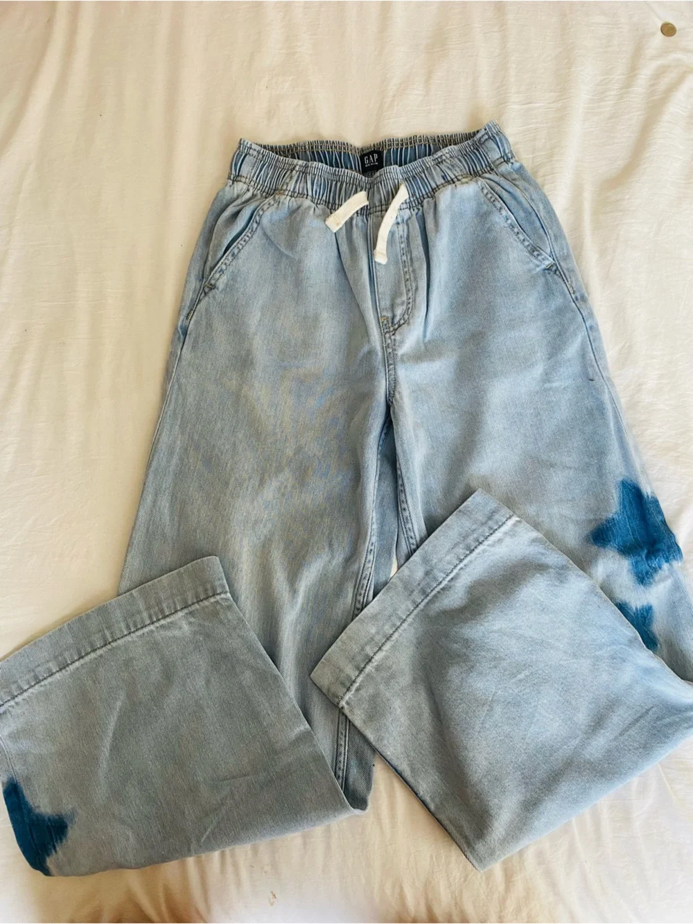 GAP Light Blue Denim Joggers with Dark Blue Accents
